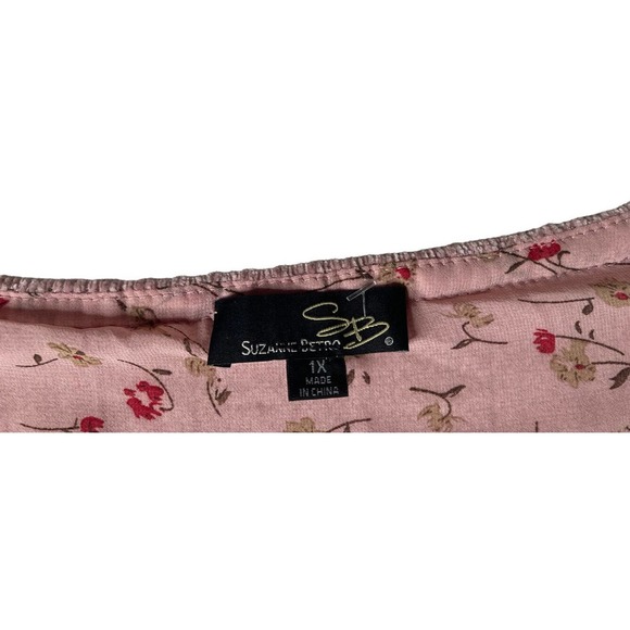 Suzanne Betro Womens Sweater Blush Pink Chenille Layered Side Tie Pullover Sz 1X - Picture 4 of 6